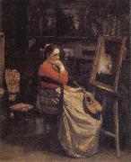 Jean Baptiste Camille  Corot The Studio oil painting artist